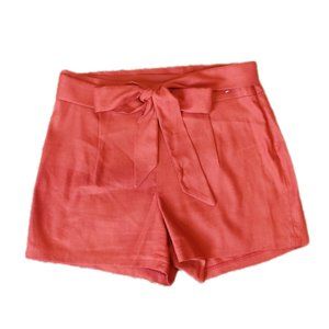 Express Midi High Rise Burnt Orange Linen Blend Shorts Size 10